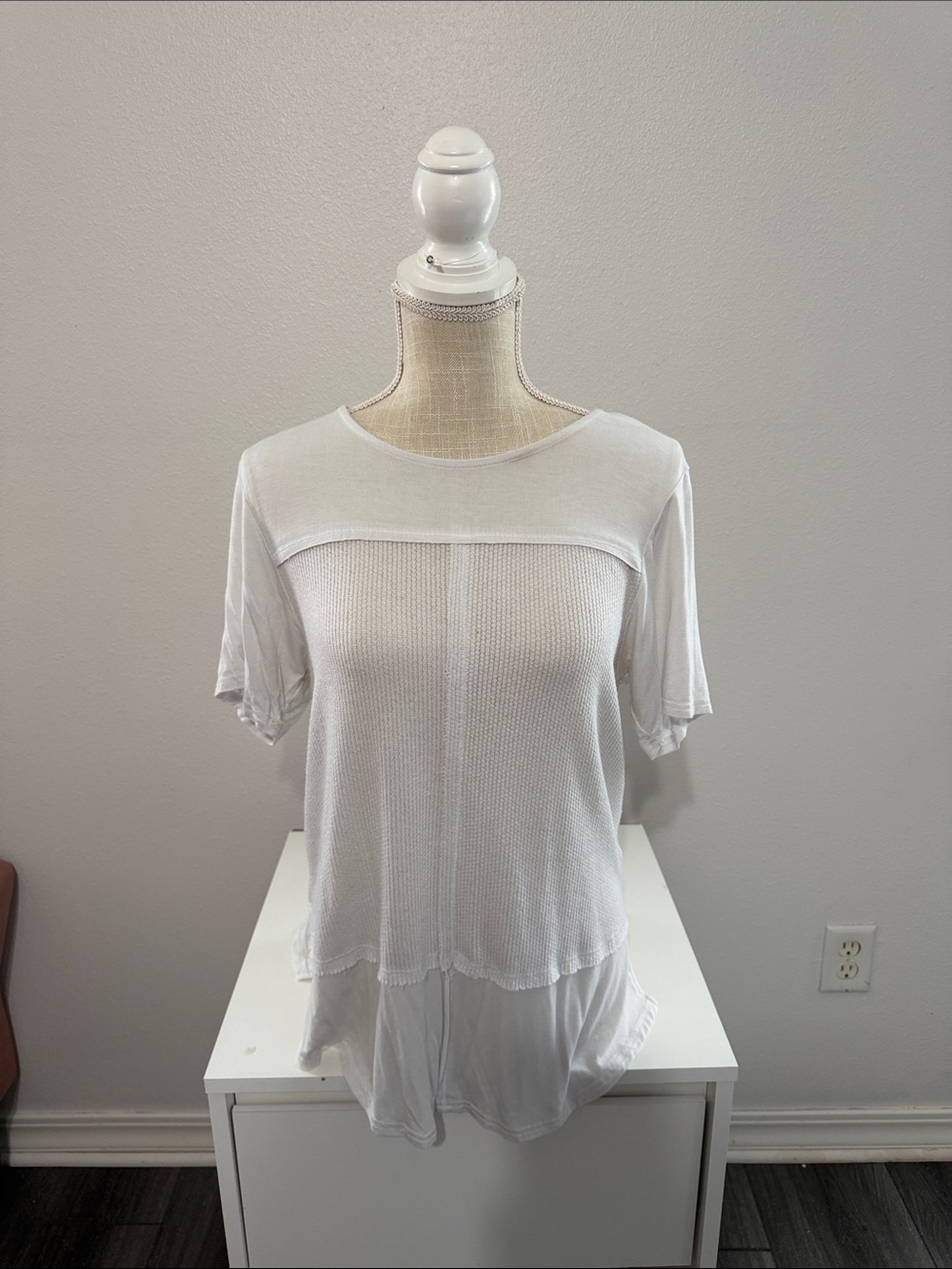 White Crow White Short Sleeve Mixed-Knit Tee